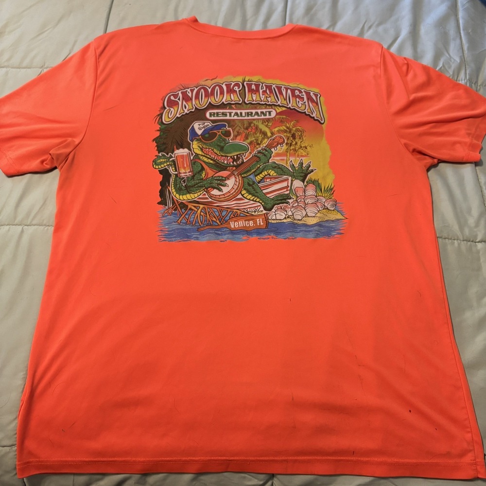 Snook Haven Restaurant Venice FL Alligator Banjo TShirt Mens 3X Orange Chouinard